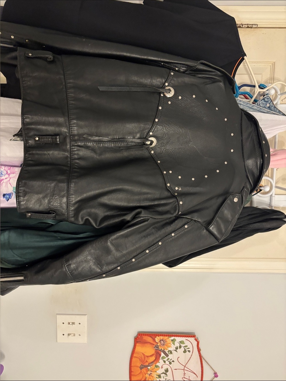 Source Unknown Black Studded Leather Biker Jacket